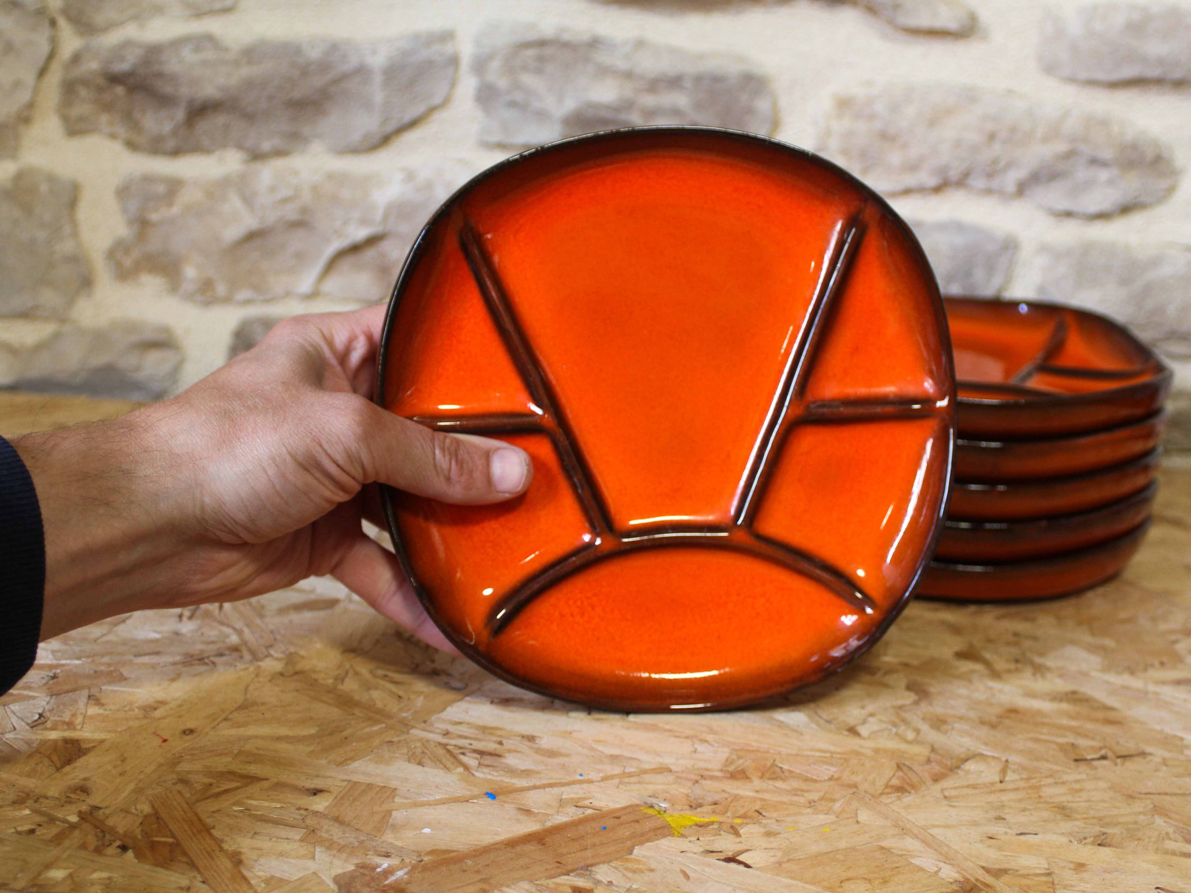 Set of 6 ceramic plates by Gérard Hofmann