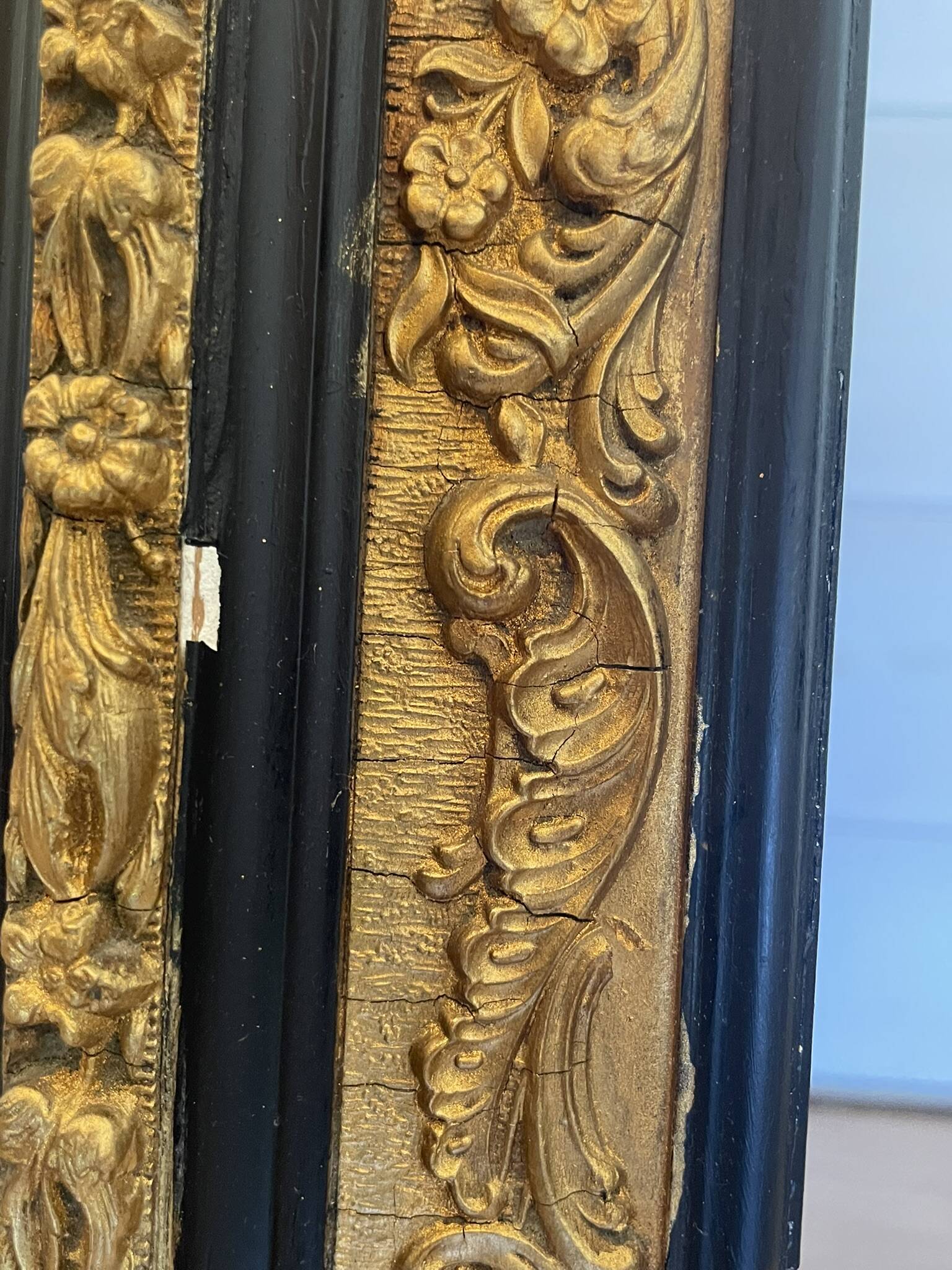 Authentic Antique Mercury Mirror with Parcloses and Ears – Golden Patina