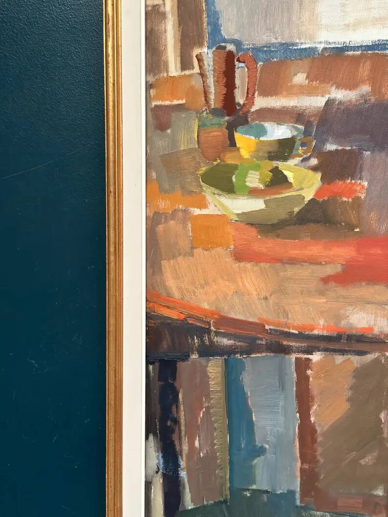 Large Original Swedish Oil on Canvas – “Still Life” by Ingvar Hällgren – Signed – Vintage & Framed – 89 × 42 cm (35" × 16.5")