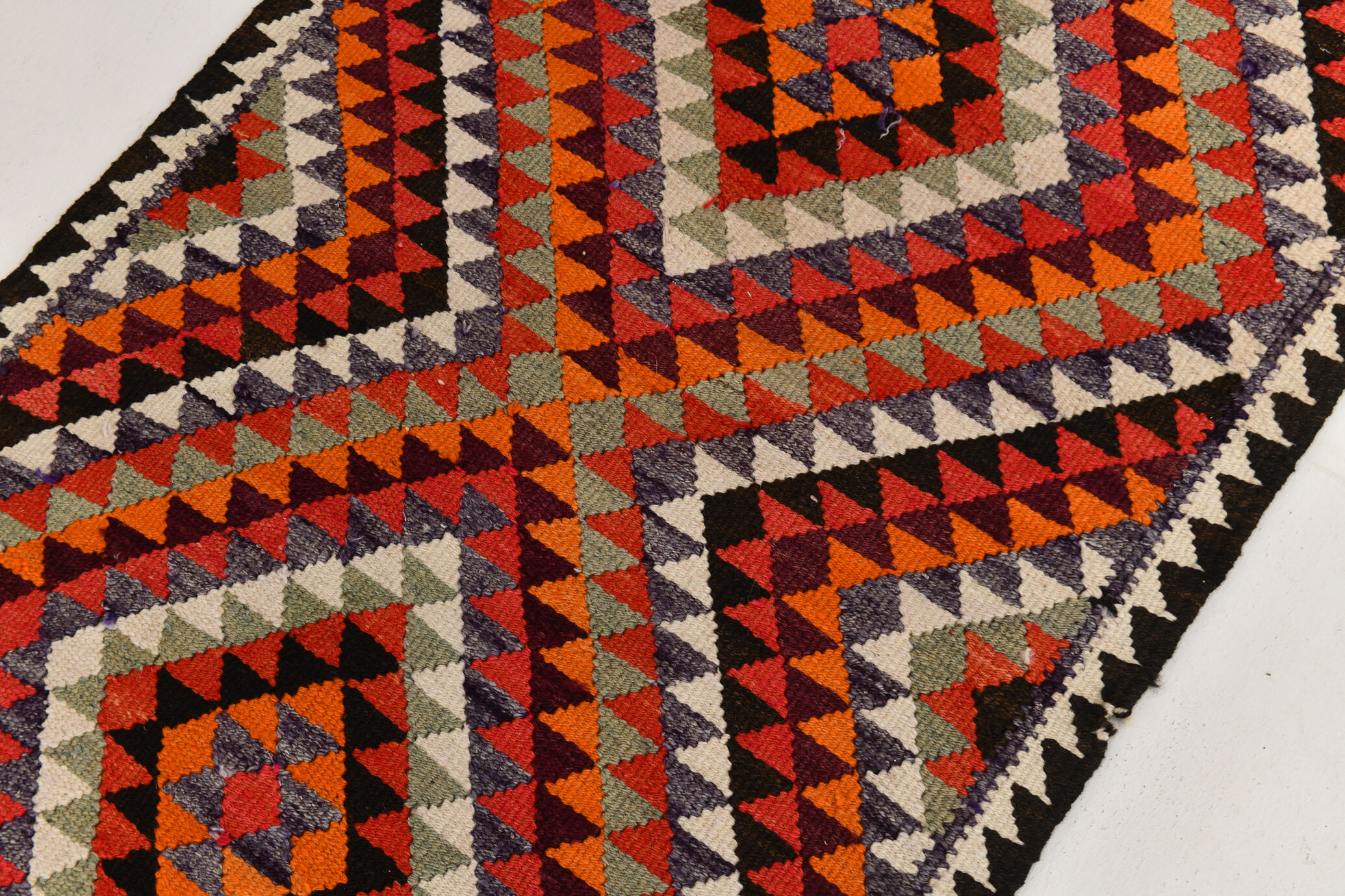 3x9 geometric kilim runner rug, 86x278cm