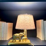 Brass desk lamp "Elephant and its calf", circa 1900