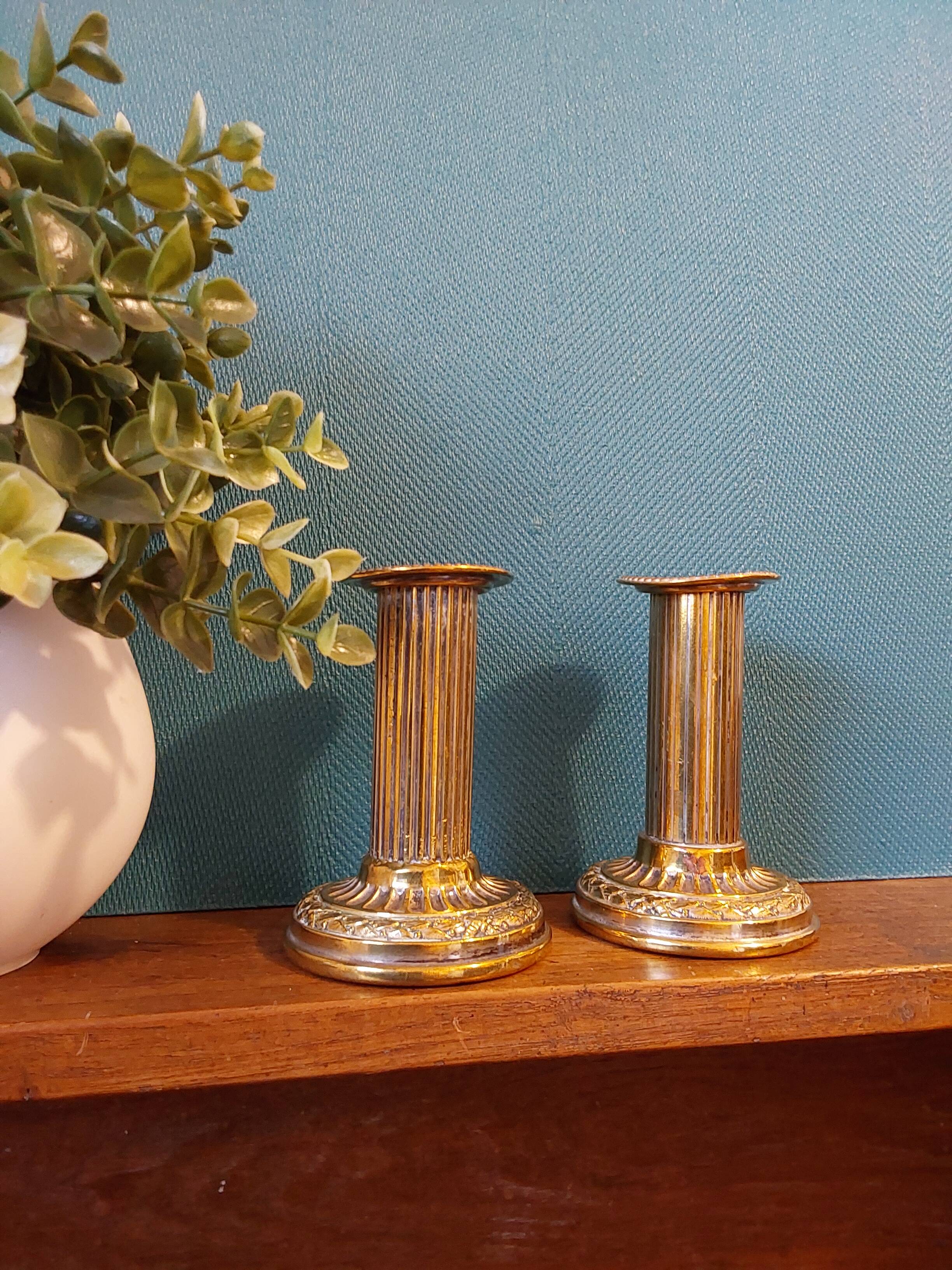 Louis XVI style brass candle holders