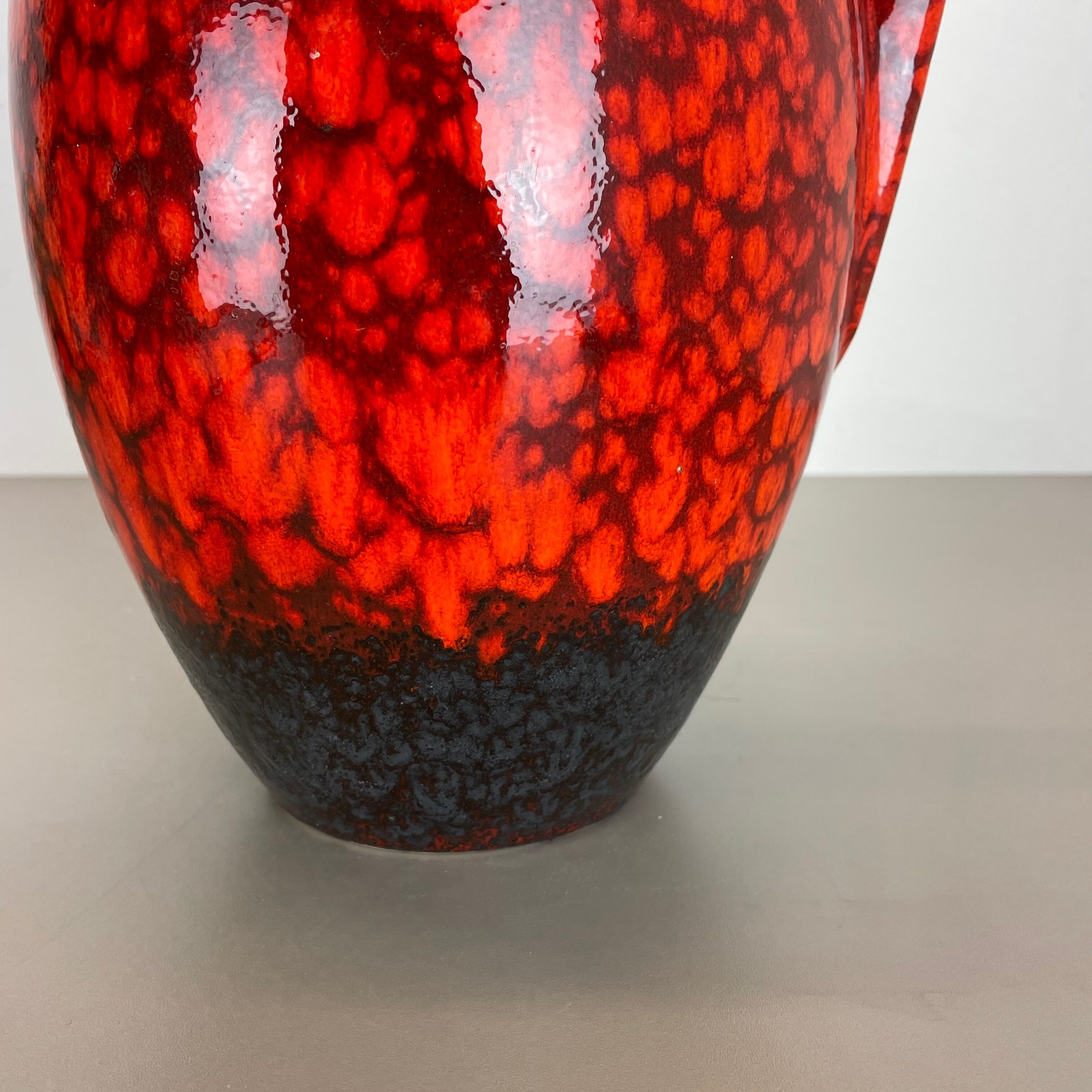 Pottery fat lava multi-color red black floor vase made by scheurich, 1970s