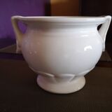 Pot / cover pot in glazed white ceramic - 1950s