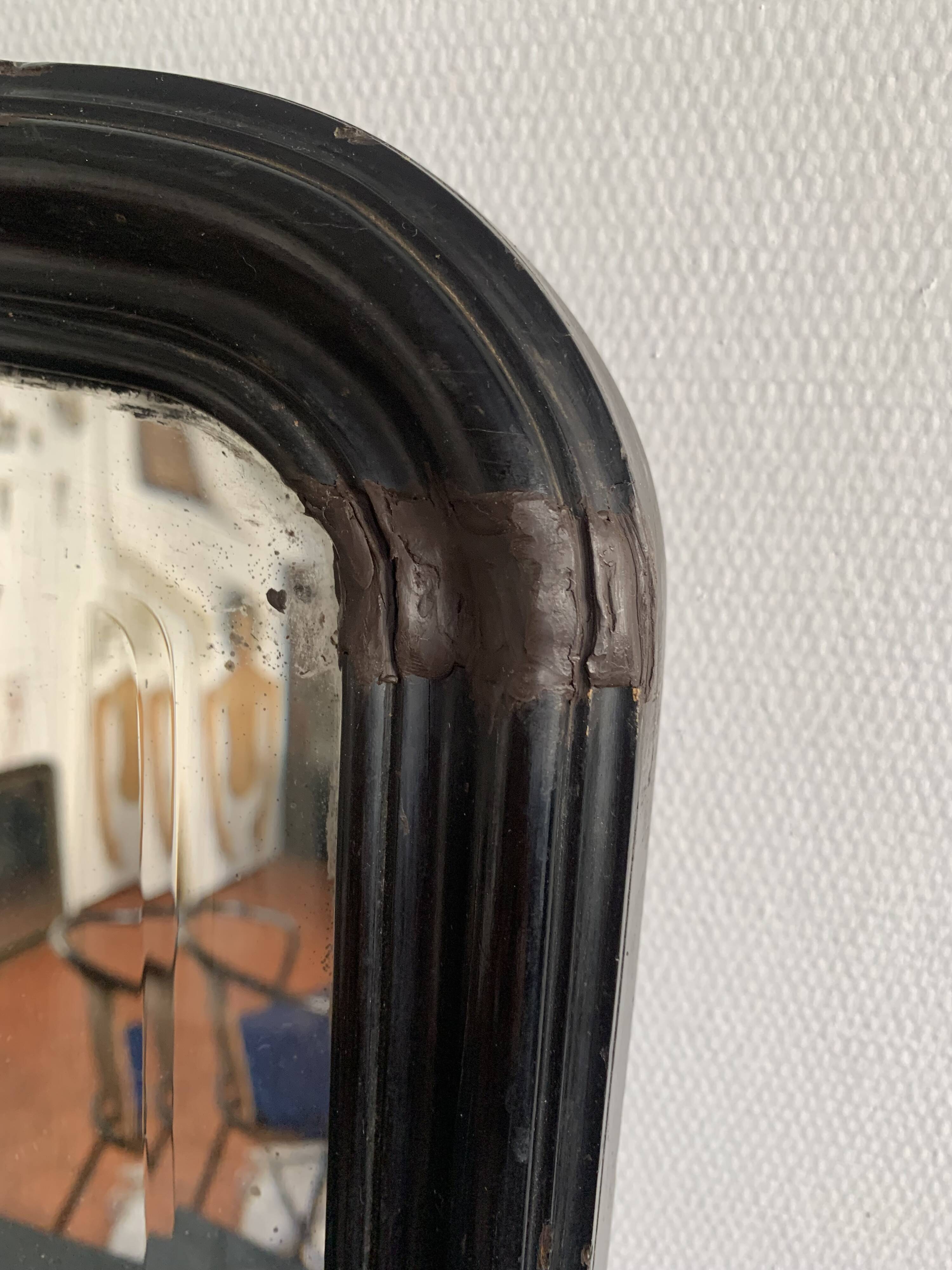 Napoleon III mirror in black wood with pediment