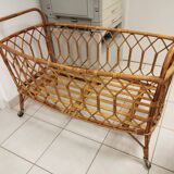 Vintage rattan children's bed, baby bed