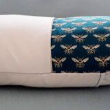 Cushion cover Bee fabrics on emerald green background