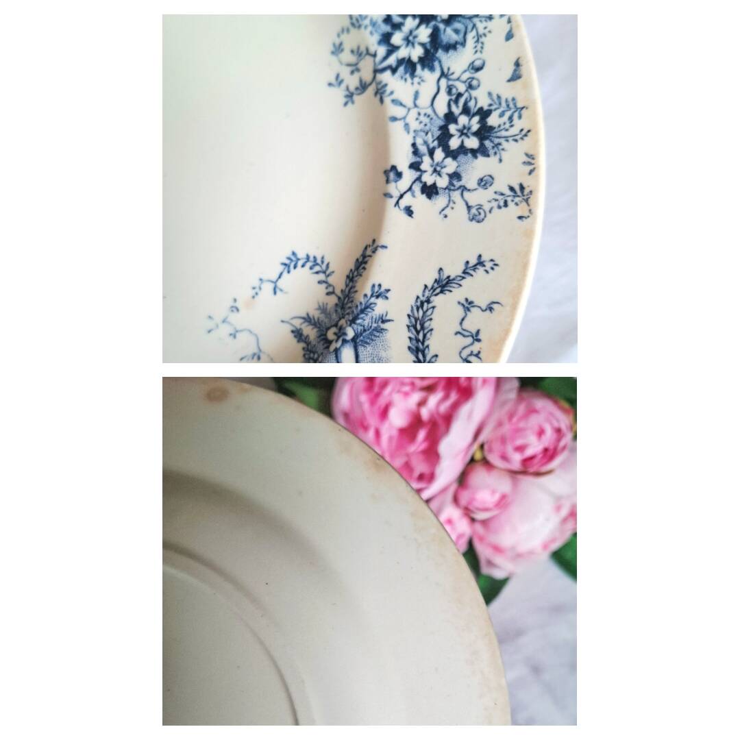 Mismatched antique ironstone dinner plates