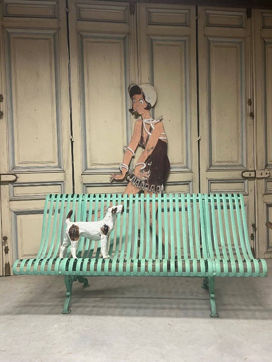 Garden bench in wrought iron and cast iron, late 19th century.