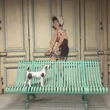 Garden bench in wrought iron and cast iron, late 19th century.