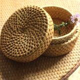 Vintage round wicker basket