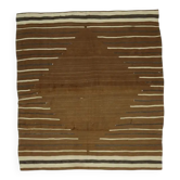 Tapis vintage en laine et coton turc noué à la main, marron, petit, 152x167.