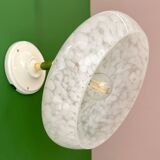 Vintage wall lamp with white clichy glass shade