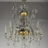 Liège lustre in blown glass, two levels of light arms, 18th century.