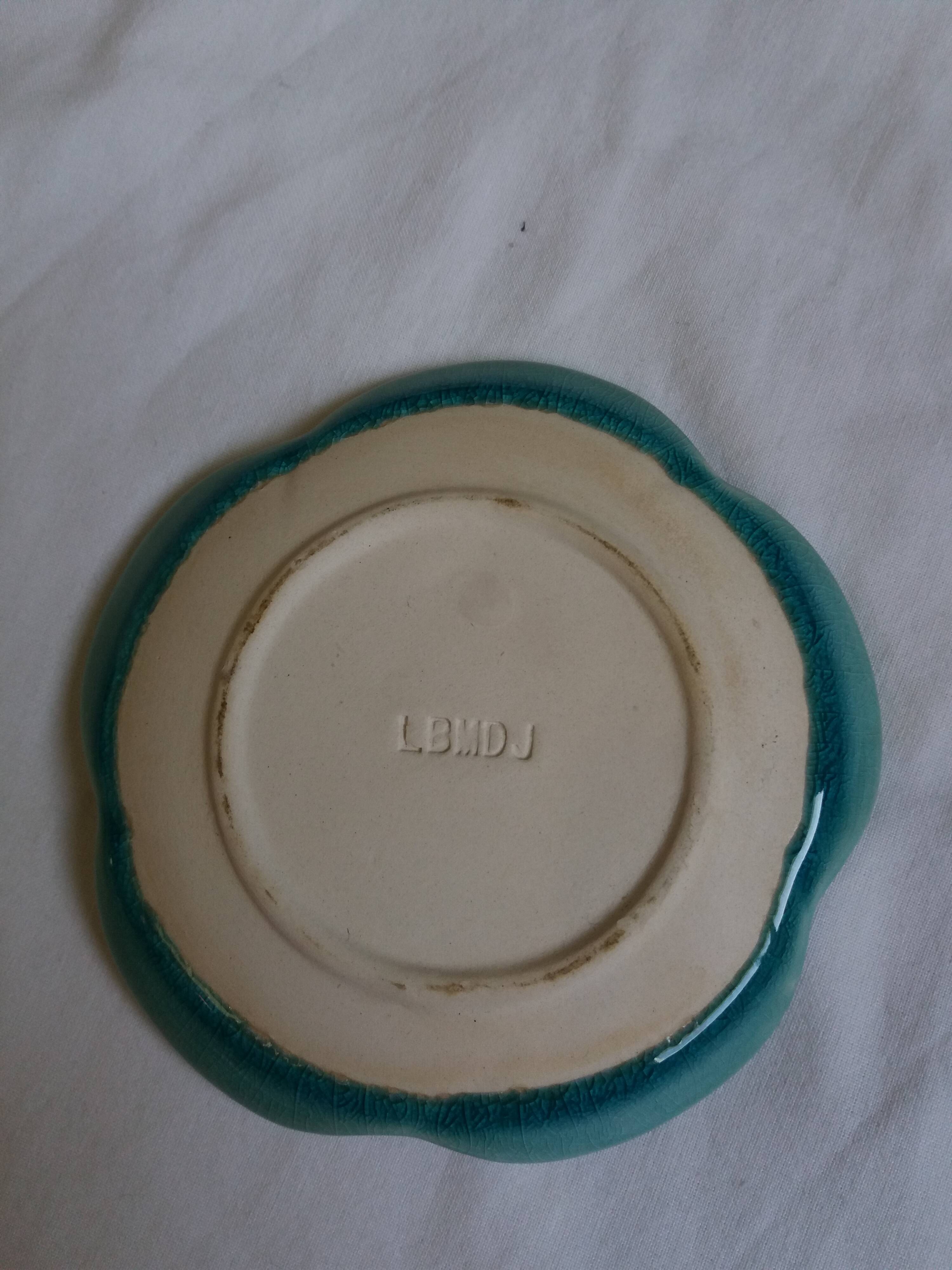 Turquoise flower jewelry storage cup stamped LBMDJ