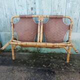 Bench 2 seater Rohe Noordwolde 60s rattan and leather