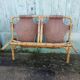Bench 2 seater Rohe Noordwolde 60s rattan and leather