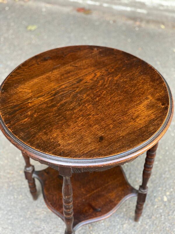 Étagère ronde art déco vintage en bois massif