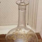 Ancienne carafe en cristal décor doré