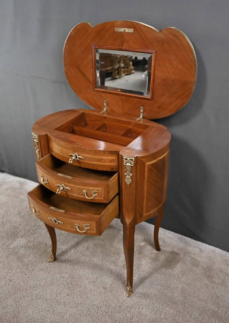 Petite Commode Coiffeuse en Acajou, style Transition – 1940