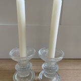 Pair of Luminarc glass candlesticks