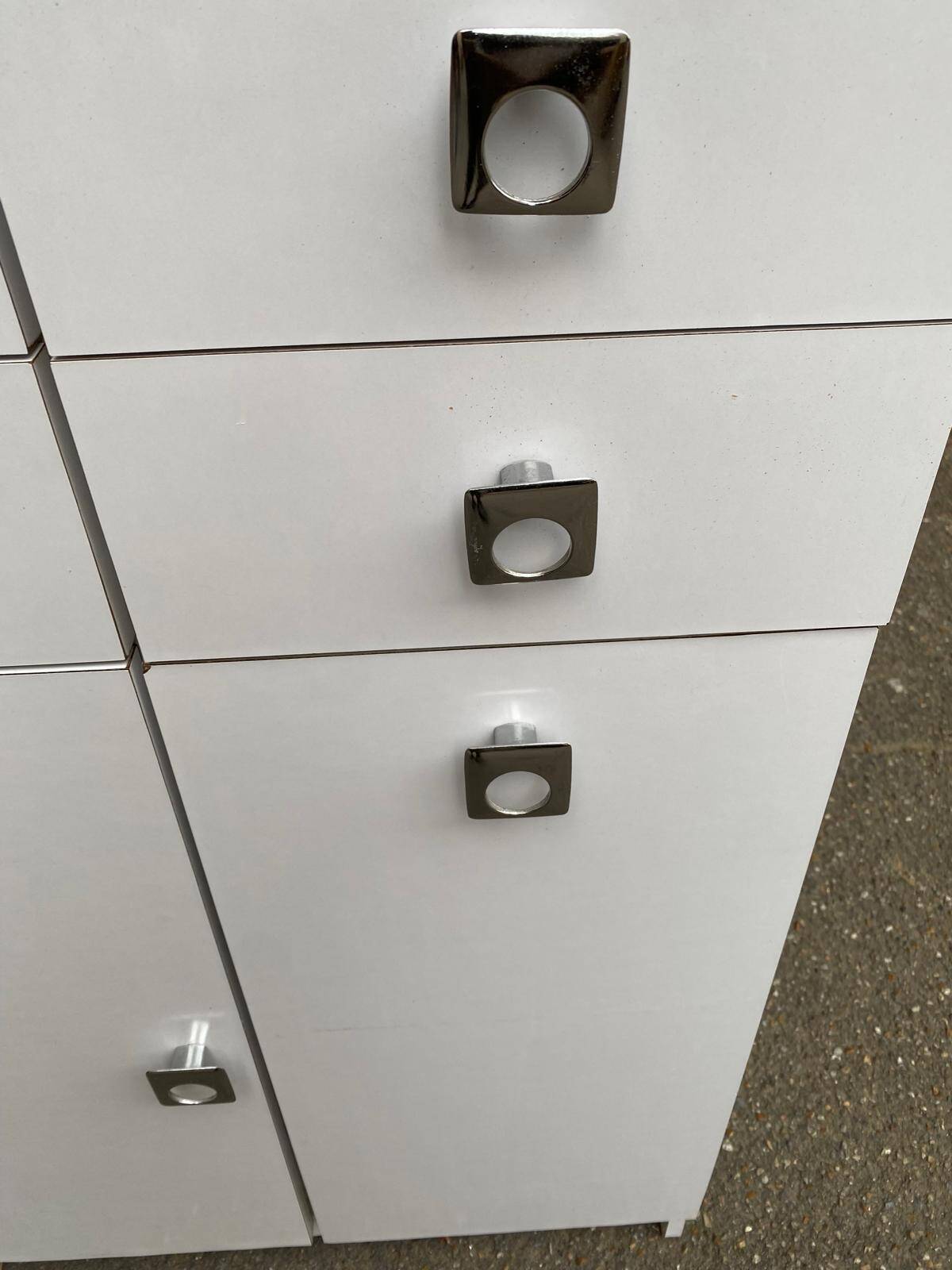 White bathroom storage cabinet from the 80s