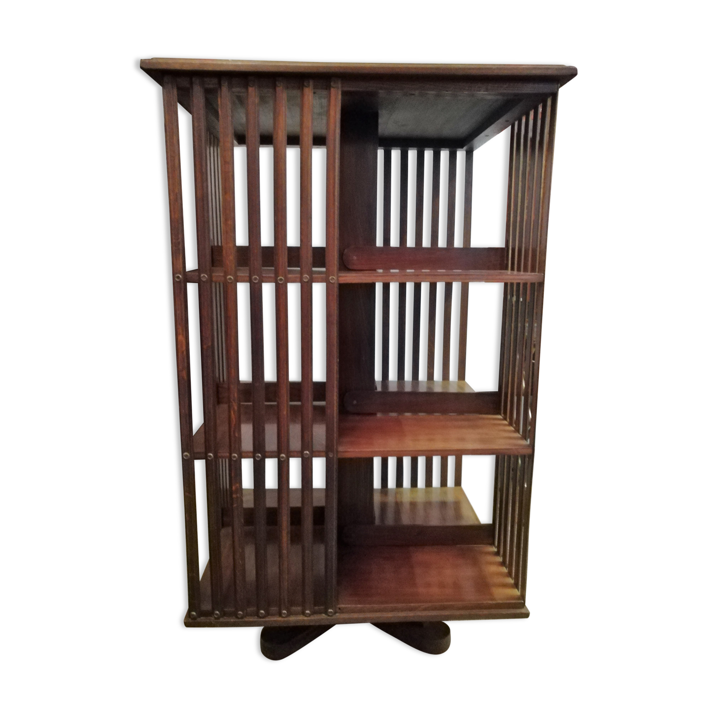 Revolving oak bookcase