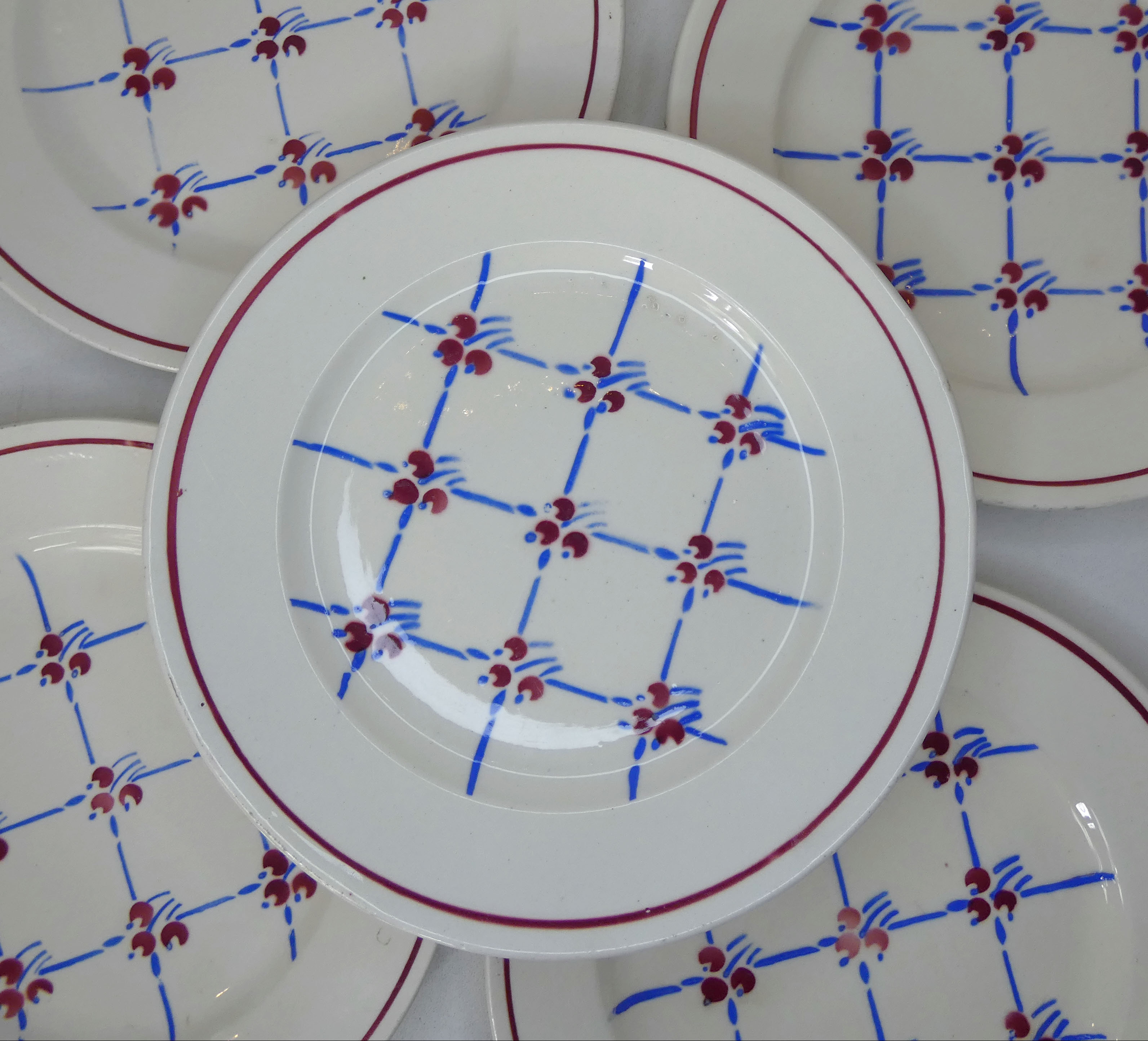 6 vintage Badonviller dessert plates