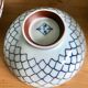 6 white and blue japanese porcelain bowls with mountain decoration
