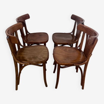 Lot 4 anciennes chaises de bistrot bois courbé vintage années 70