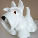 Salt and pepper shakers, glazed ceramic, Scottish terrier dog, signed