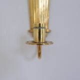 Pair of Art Deco brass wall sconces by Holmström, Arvika, Sweden, 1940s.