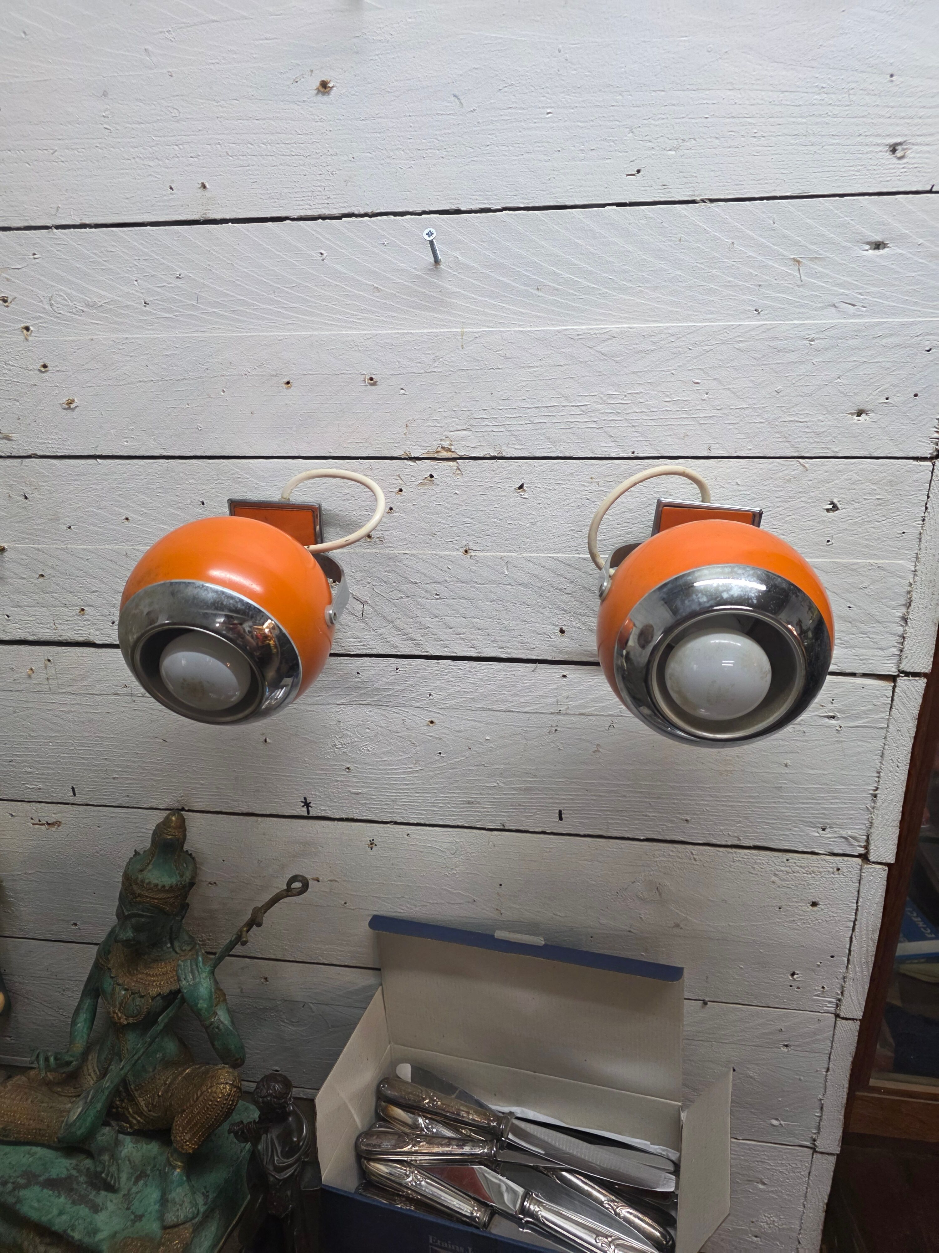 Pair of vintage 70s eyeball wall lights.