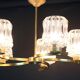 Lustre en verre et cinq bras en laiton courbés, France 1950's