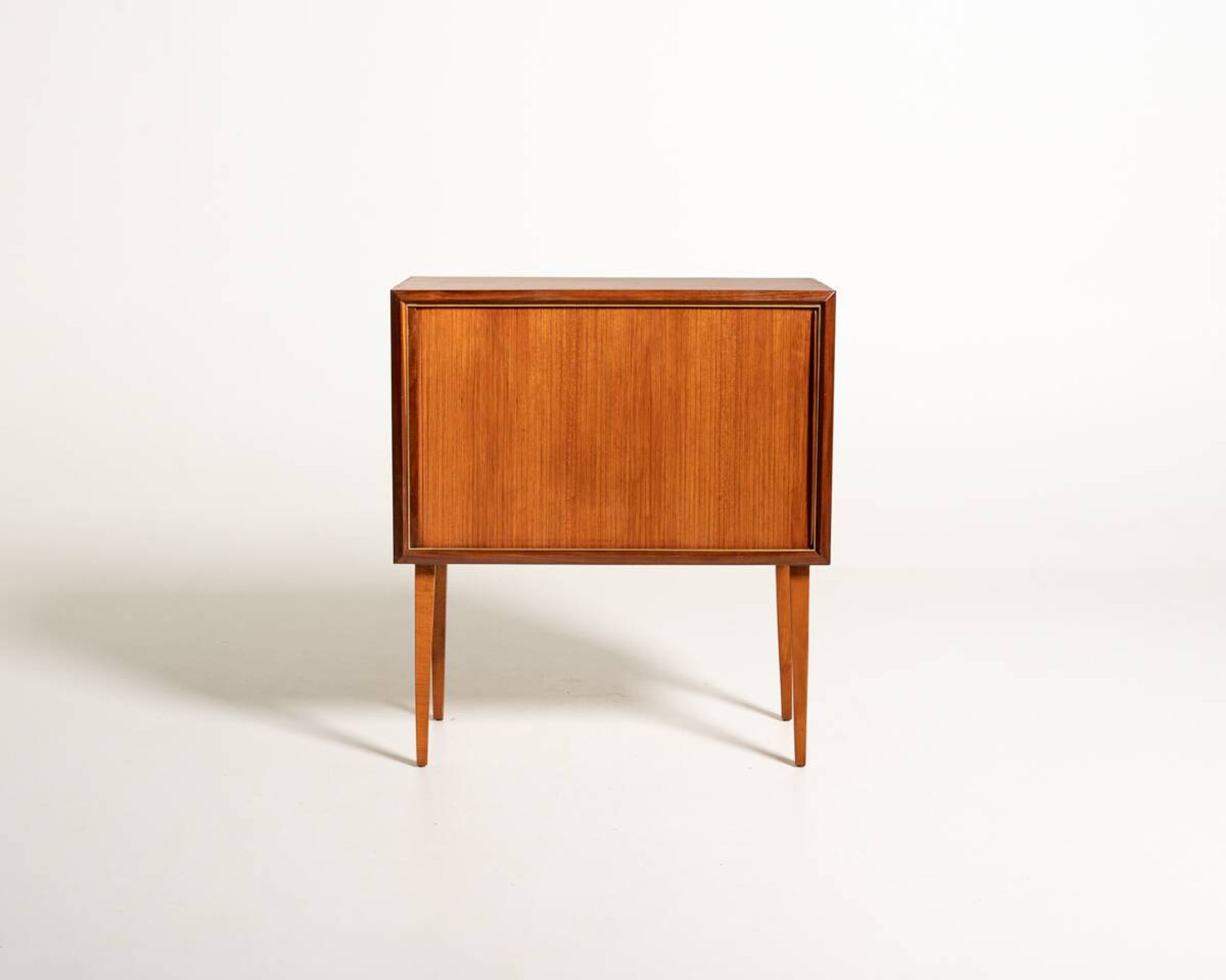 Cabinet de bar tambour en teck scandinave