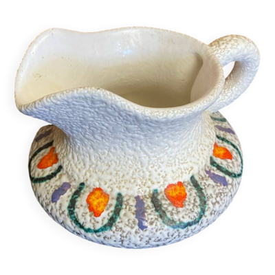 Pichet ancien roberto rigon céramique blanche décor polychrome vintage