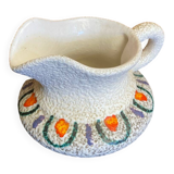 Old pitcher roberto rigon white ceramic polychrome decor vintage