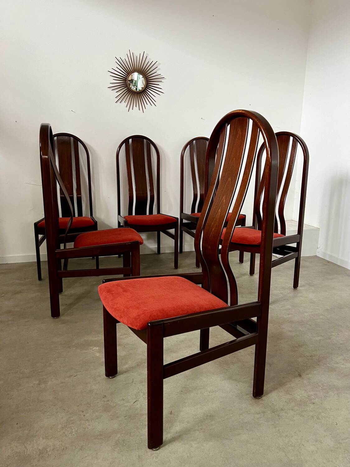 Lot 6 anciennes chaises en bois courbé design italien des années 70 vintage