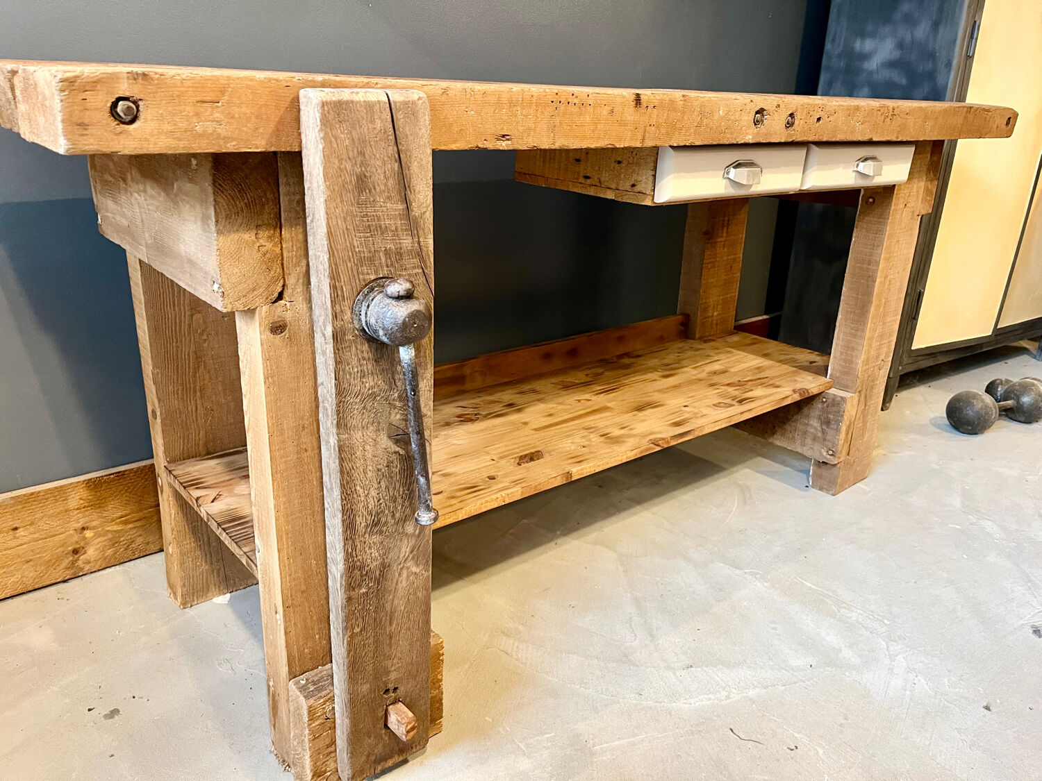 Old wooden workbench, renovated