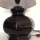 Lampe en ceramique noire octogonale et abat jour doré / vintage années 70