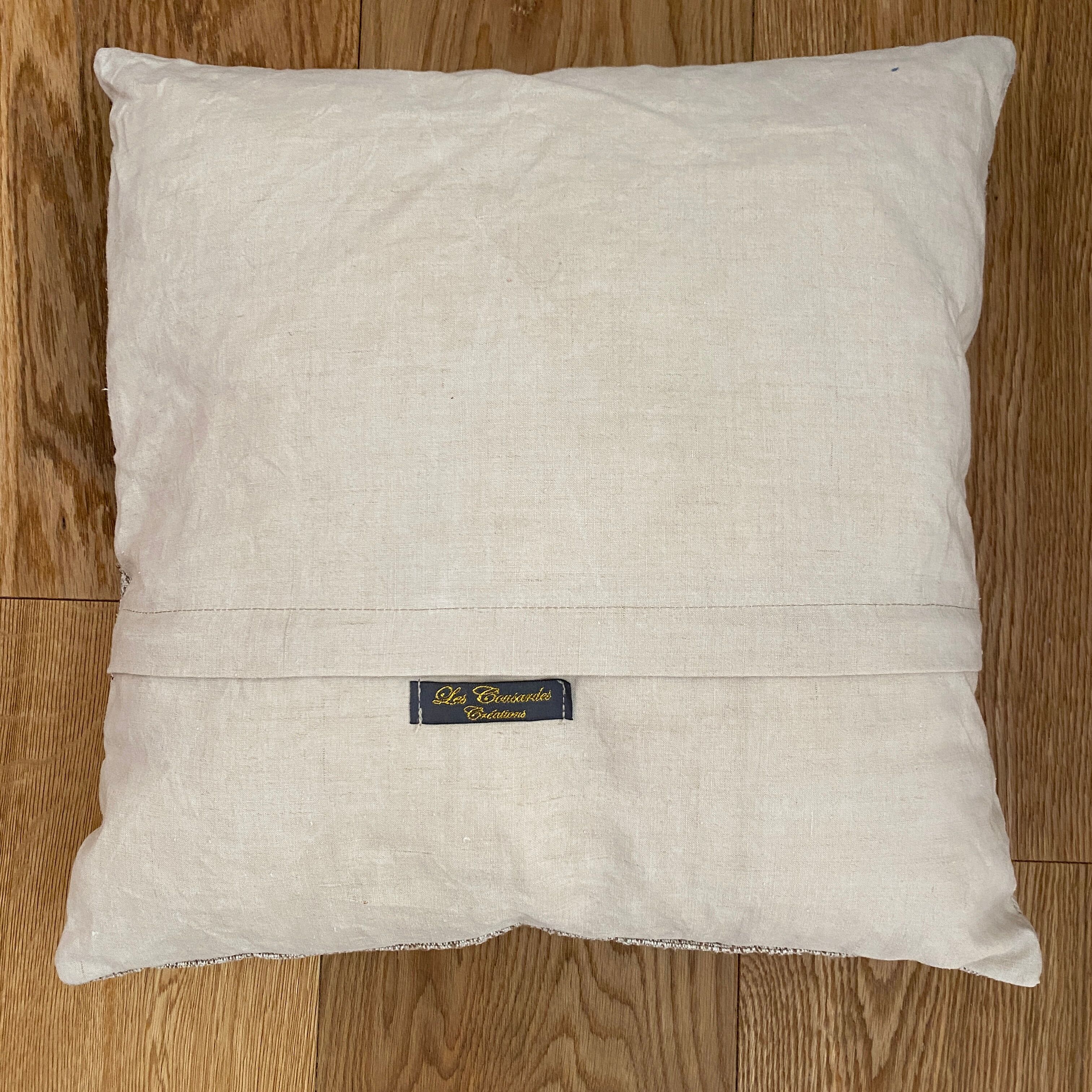 Old canvas cushion woven kilim style, patched