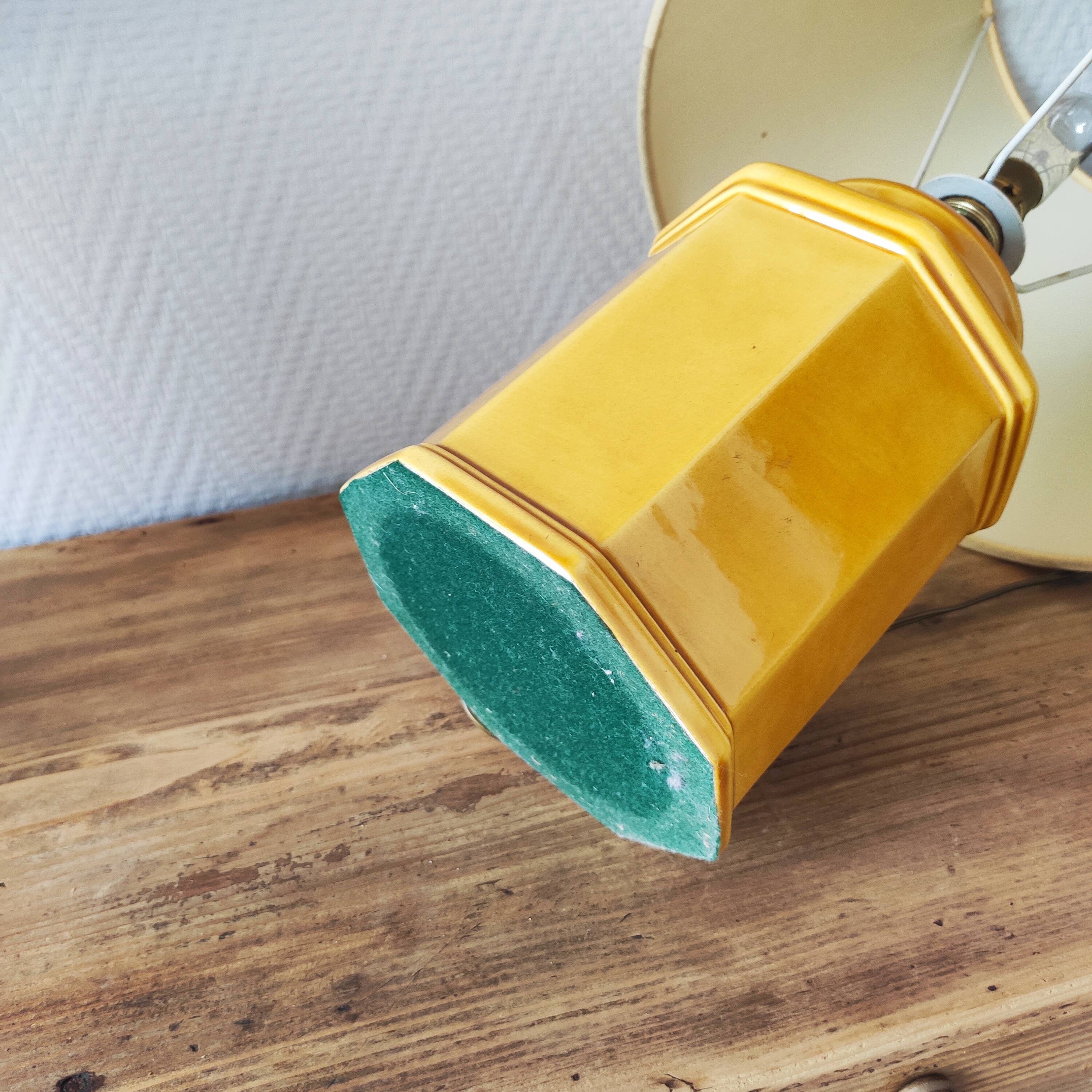 Pair of yellow ceramic lamps, 1980