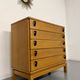 Vintage chest of drawers with 5 drawers in light wood, French design from the 60s/70s.