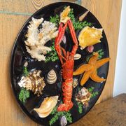 Unusual vintage wall plate seafood curiosity cabinet