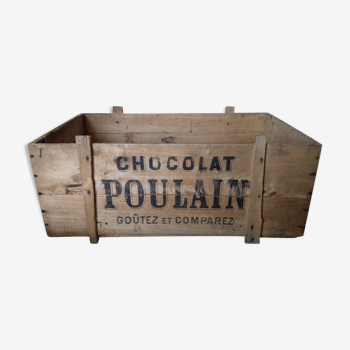 Caisse en bois chocolat Poulain ancienne
