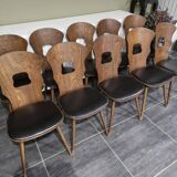 Suite de 10 chaises de bistrot Baumann modèle "Gentiane" vintage, années 1960