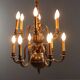 Antique bronze and glass chandelier with 12 lights, Netherlands, 20th century.
