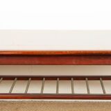 Rosewood and metal tube coffee table, two levels, Denmark 1960.