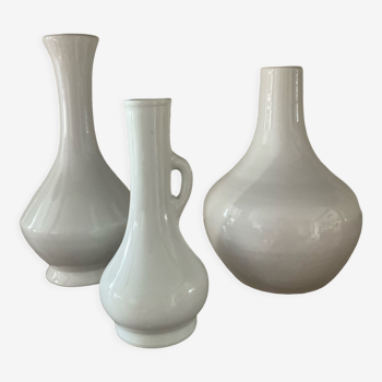 Trio de vases vintage en céramique émaillée