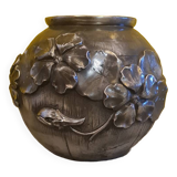 French Art Deco Pewter Vase By Lucien Houzeaux, 1920s